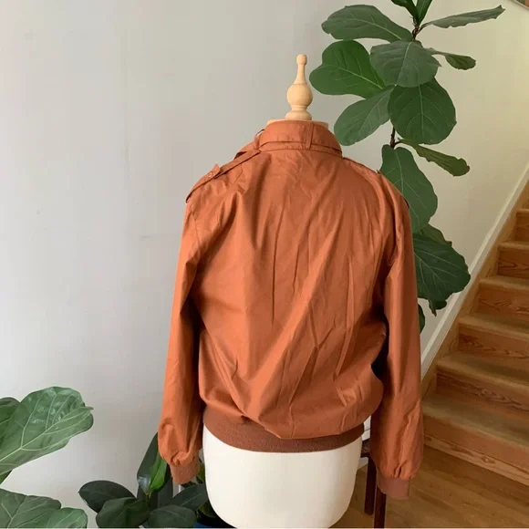 Vintage 1990s Cognac Bomber Jacket | Lightweight & Effortlessly Chic - Picture 5 of 10